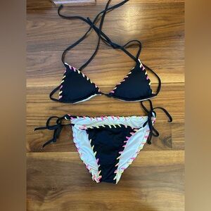 Two Piece White/Black Bikini Set